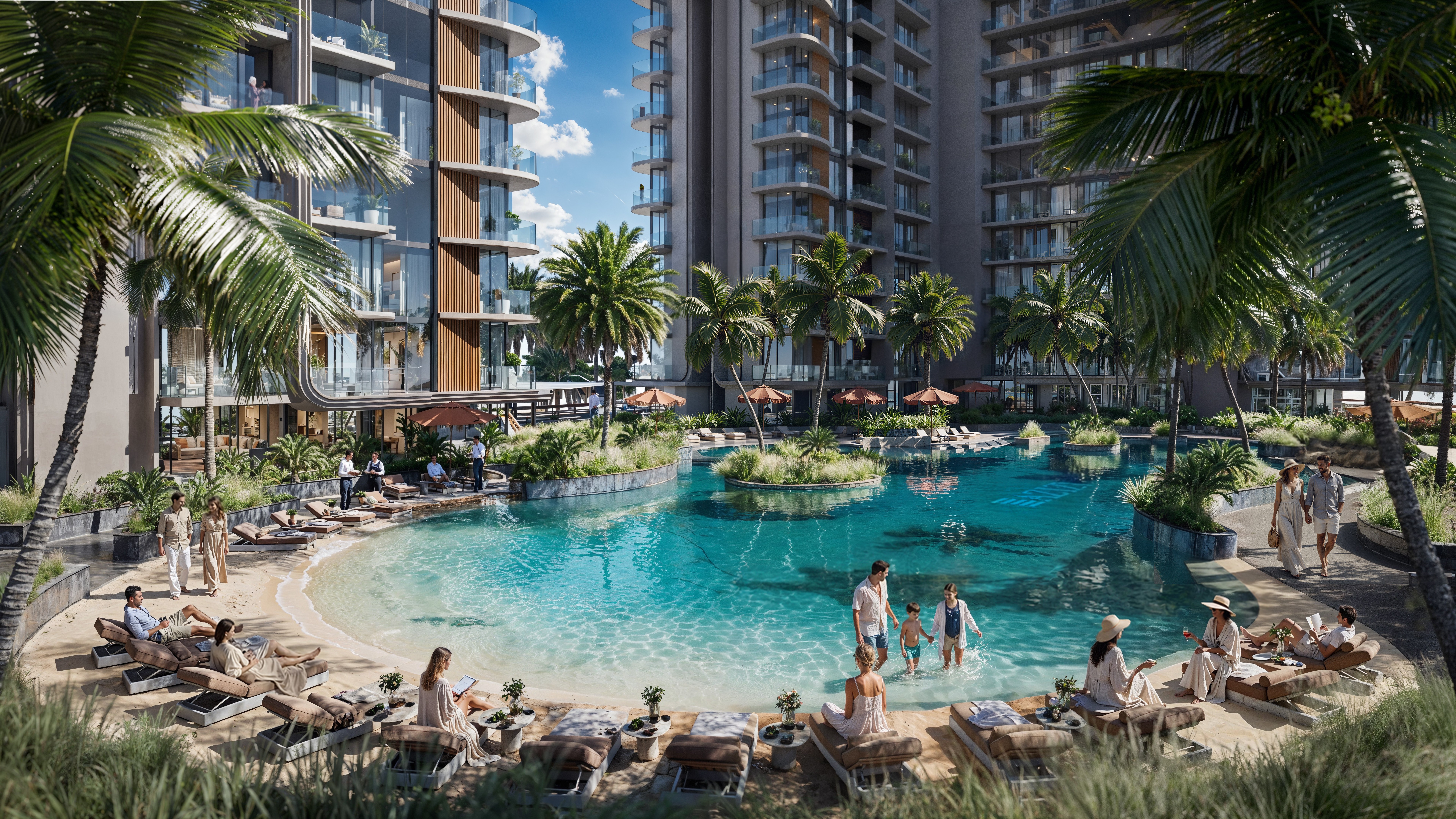 Azizi Jaddaf Beach Oasis Pool Amenities