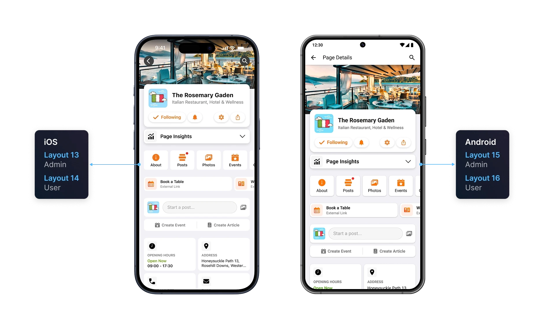 A set of iOS and Android mockups displaying large number of layouts for a single screen.