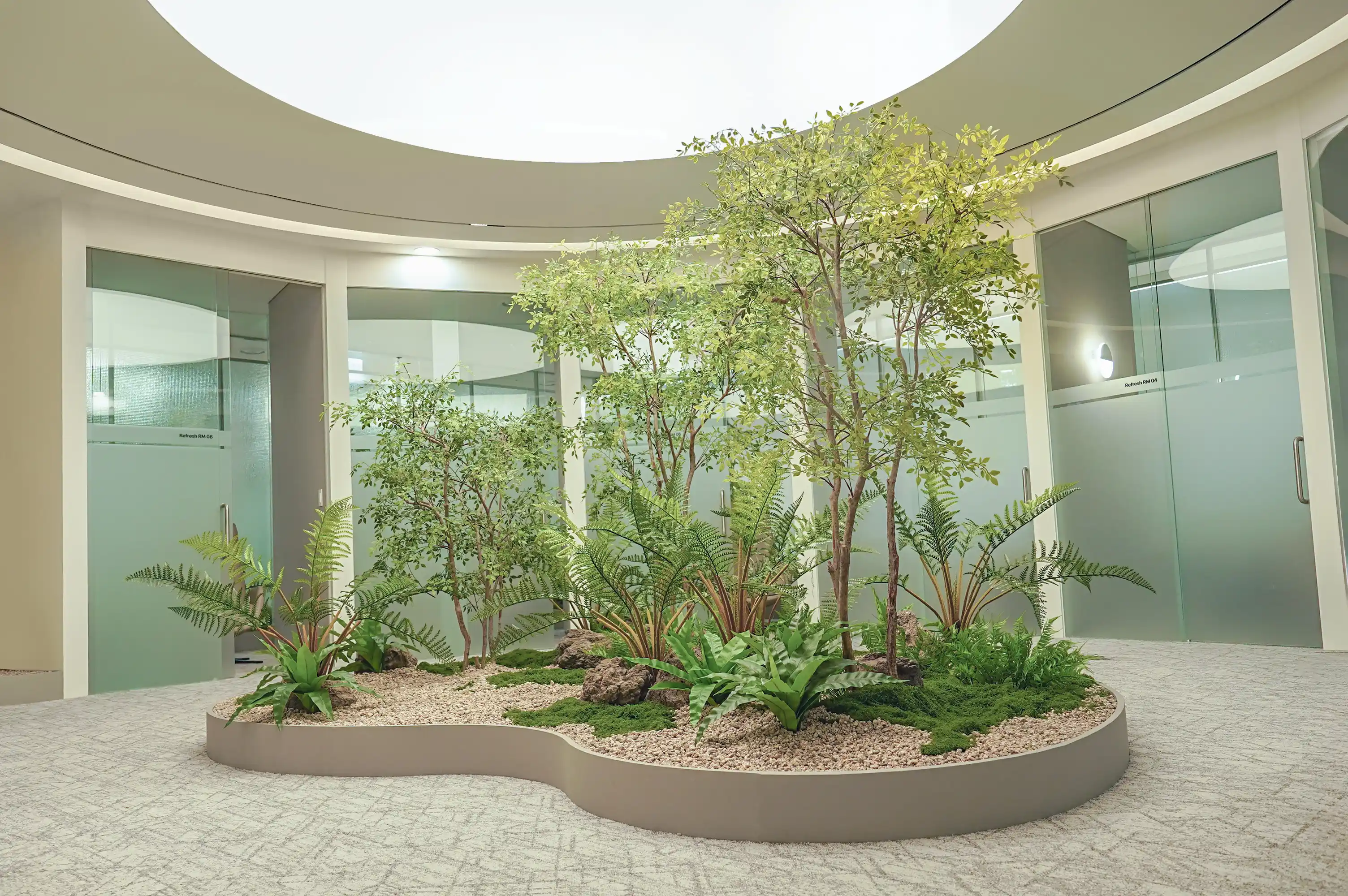 사옥 로비 비정형 플랜트 베드 실내 조경