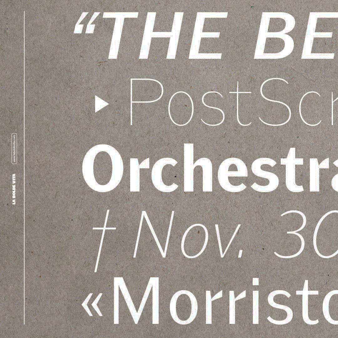 a detailed specimen of various weights and styles from Kanton Gothic in white on brown paper