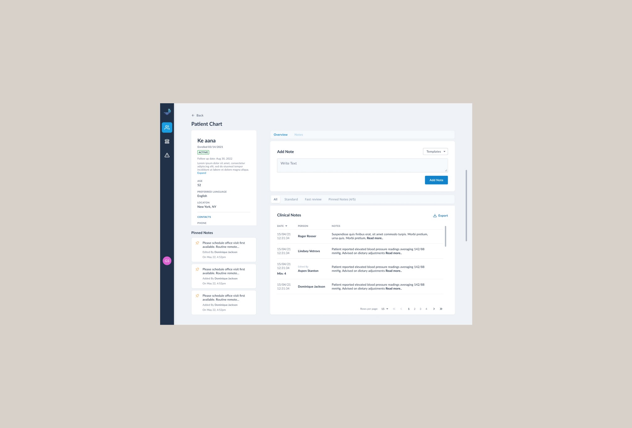 Adding patient notes