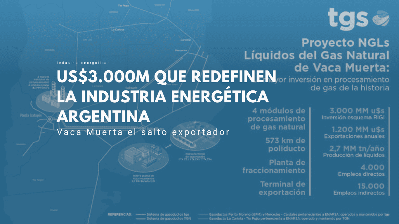 Planta de procesamiento de gas natural licuado en la Patagonia argentina, proyecto NGL de TGS para exportar líquidos de Vaca Muerta