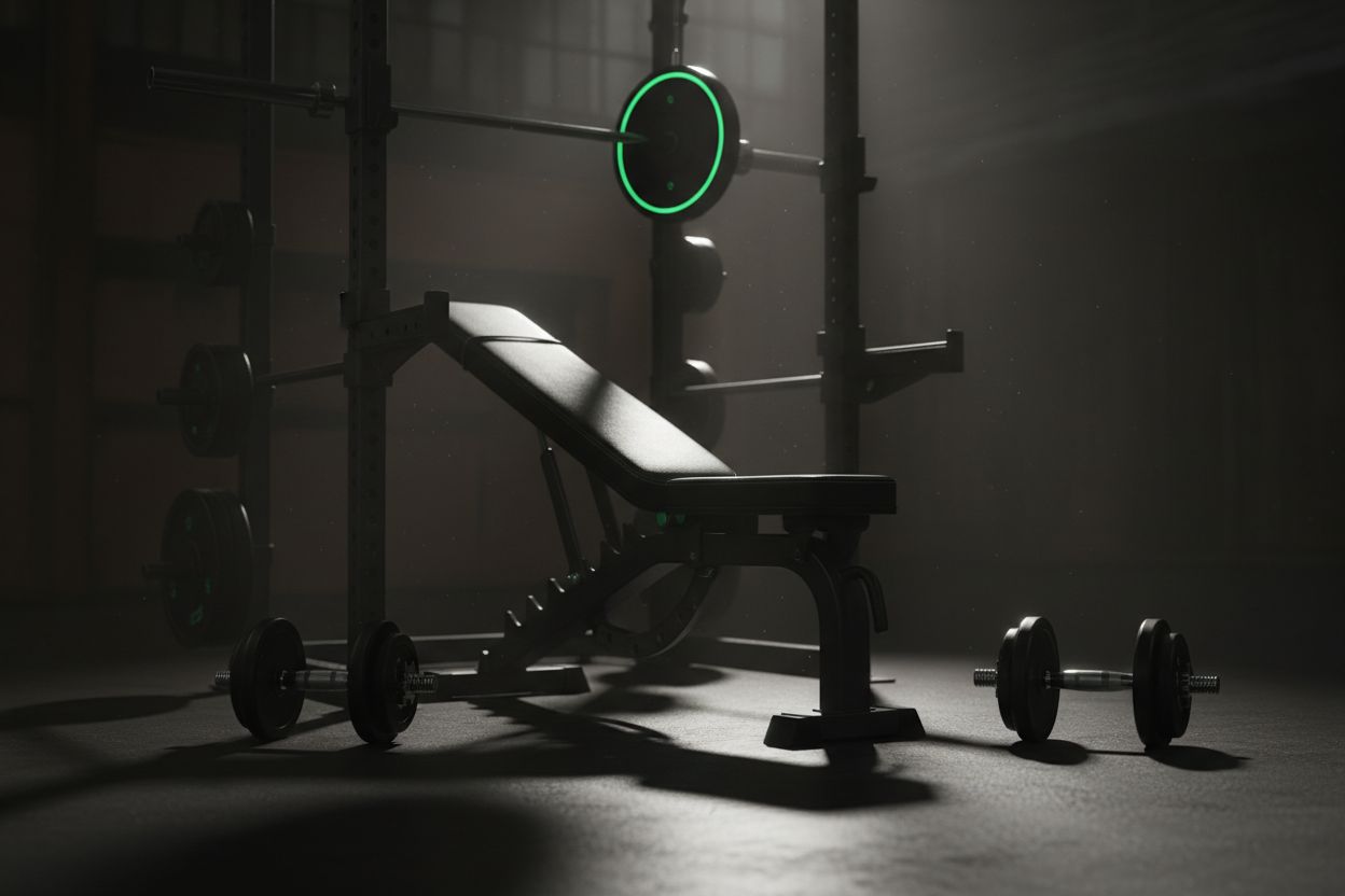 Dumbbells and bench setup