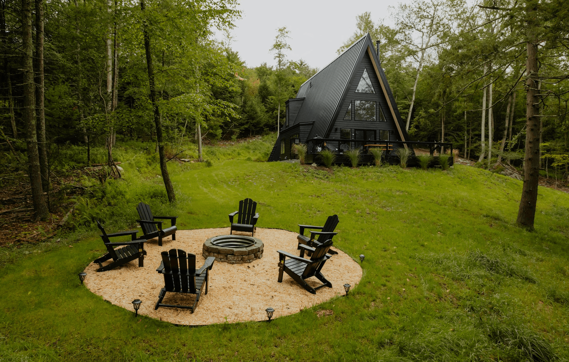 Garden and a black house
