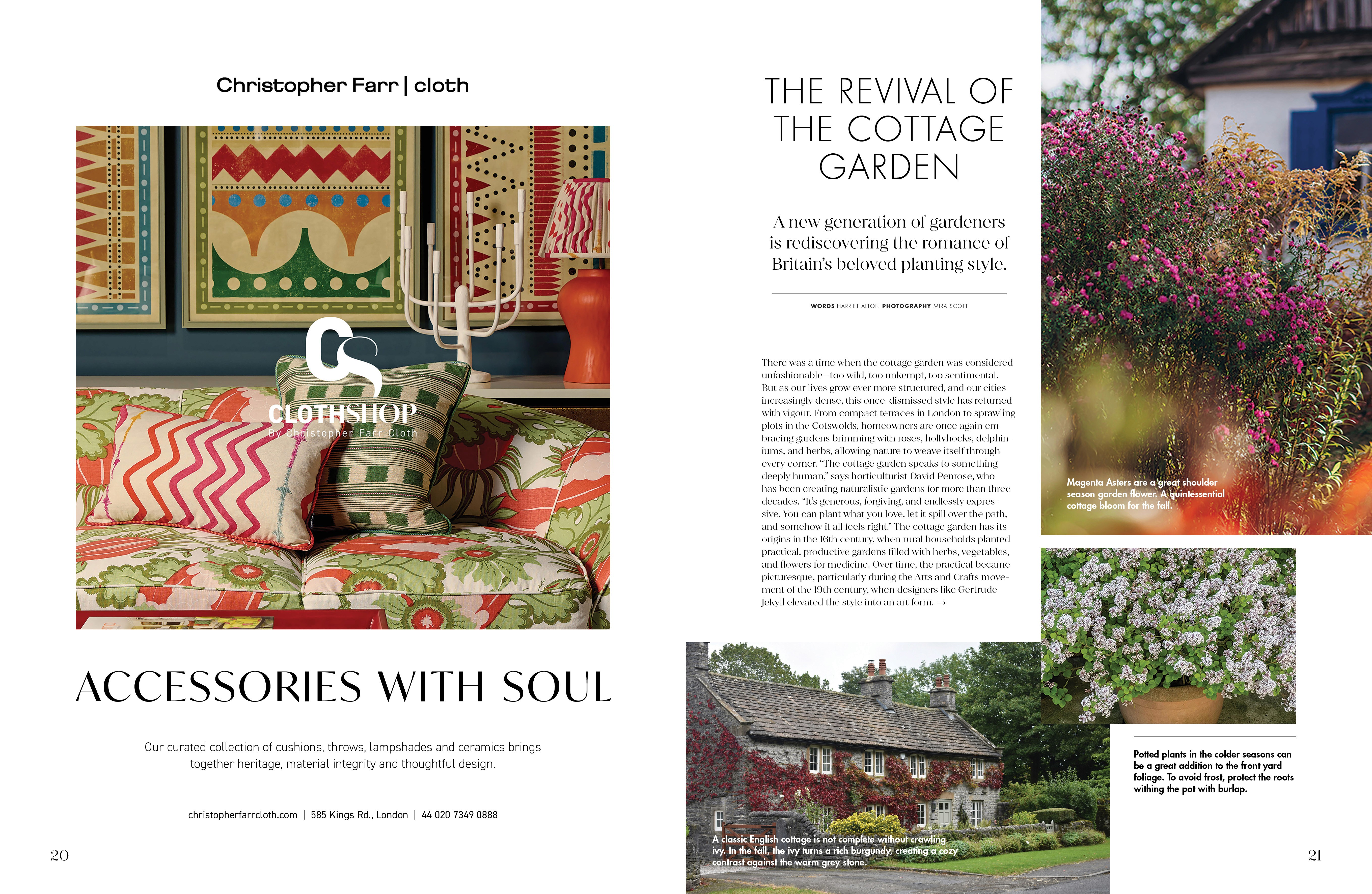 Magazine spread advertisement and beginning of mini-feature article