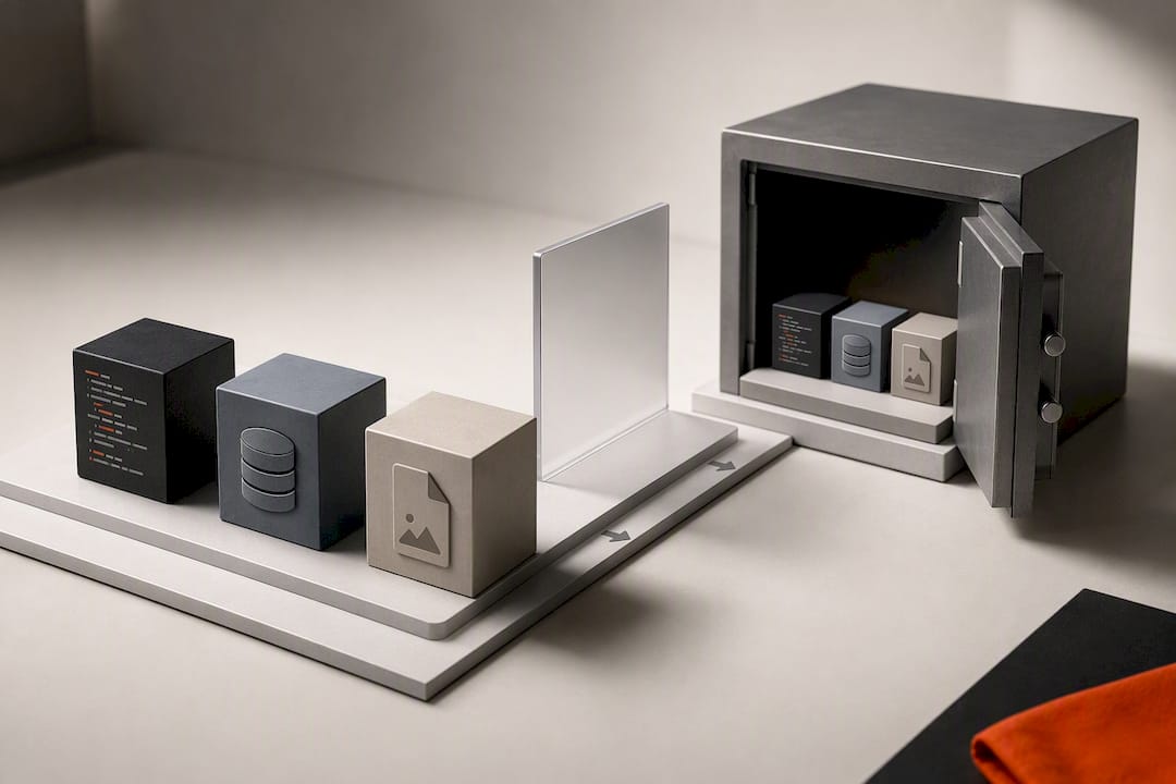 Code database and design backups isolated