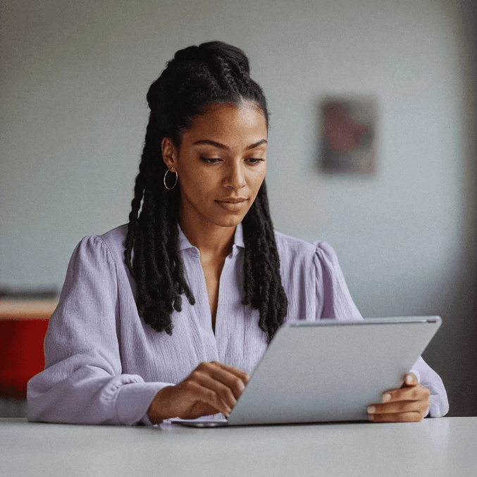 Woman writing on the laptop