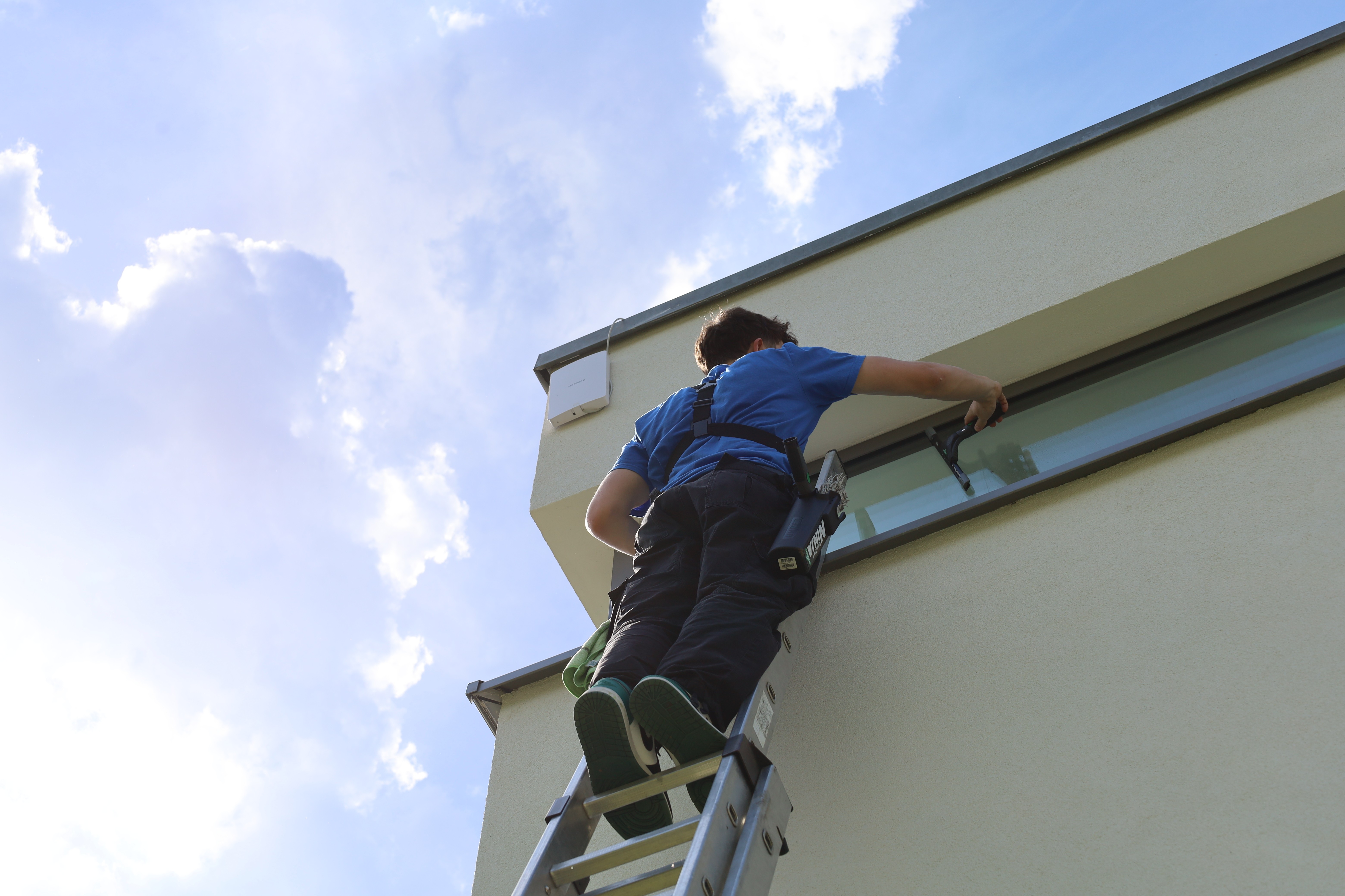 hands working with network cables