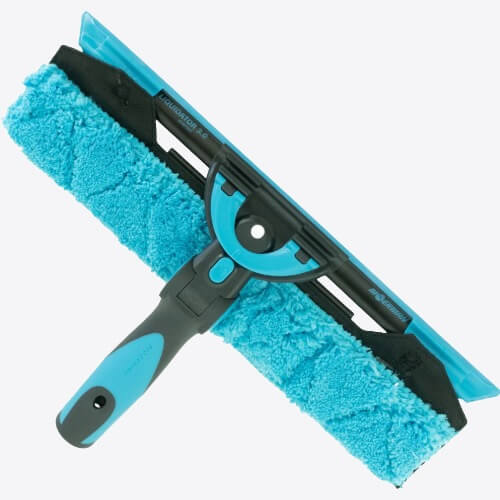 Dual-action window squeegee and scrubber used by BLHISS for professional glass and window cleaning services
