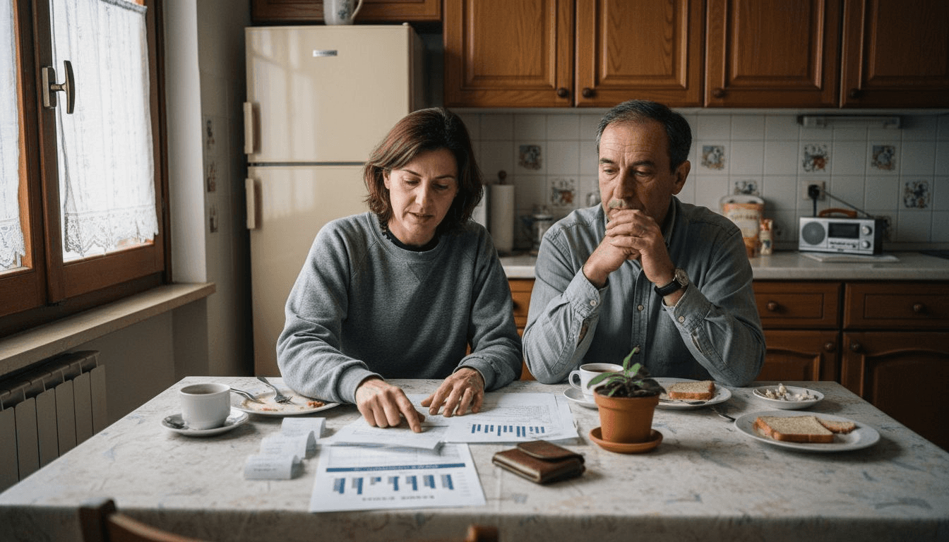 Una coppia seduta al tavolo si confronta sugli errori commessi negli investimenti.