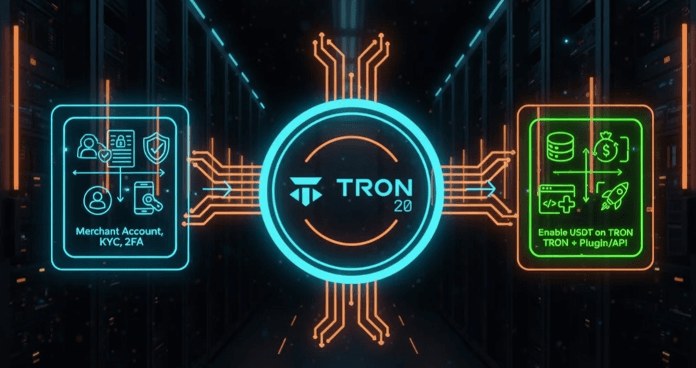 Visual of TRON USDT/TRC20 payment gateway integration steps