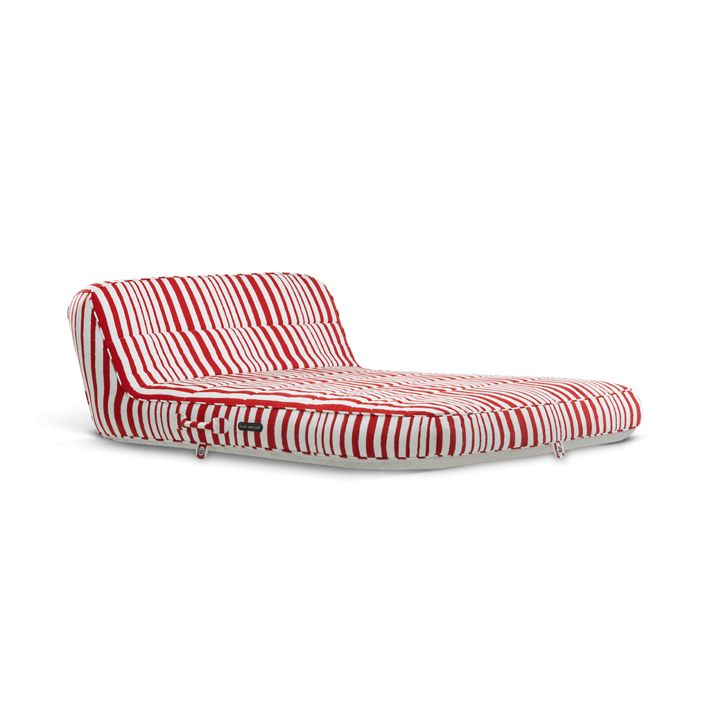 Luxury double pool float in multi-colour irregular-stripe canvas
