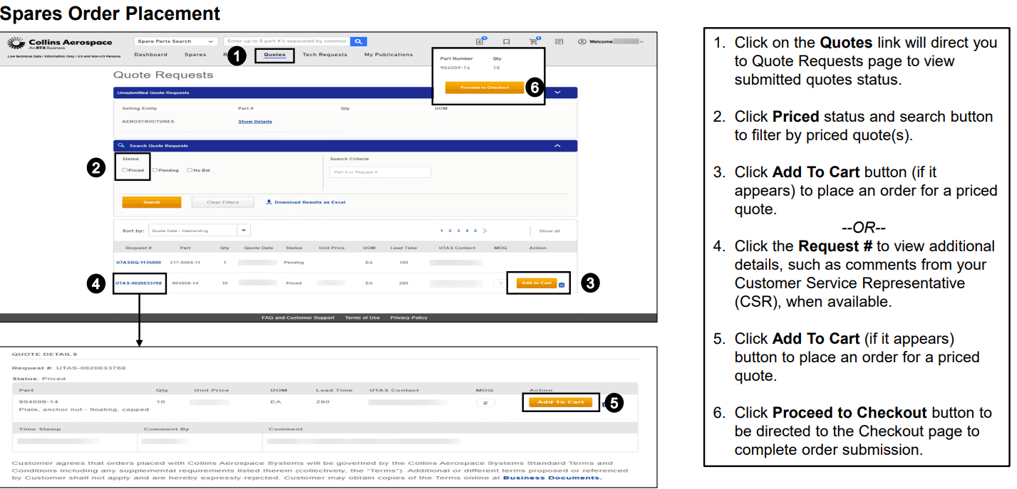 Spares Order Placement - Guide