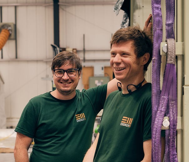 Markus Rondé and Adam Robinson of Exergy3 in their facility in Scotland