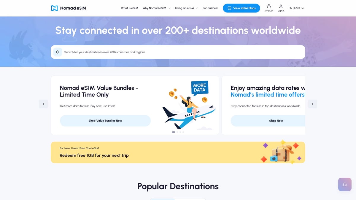 Top 7 Best eSIM for International Travel in 2026 - Nomad – Flexible Plans & Strong App Experience
