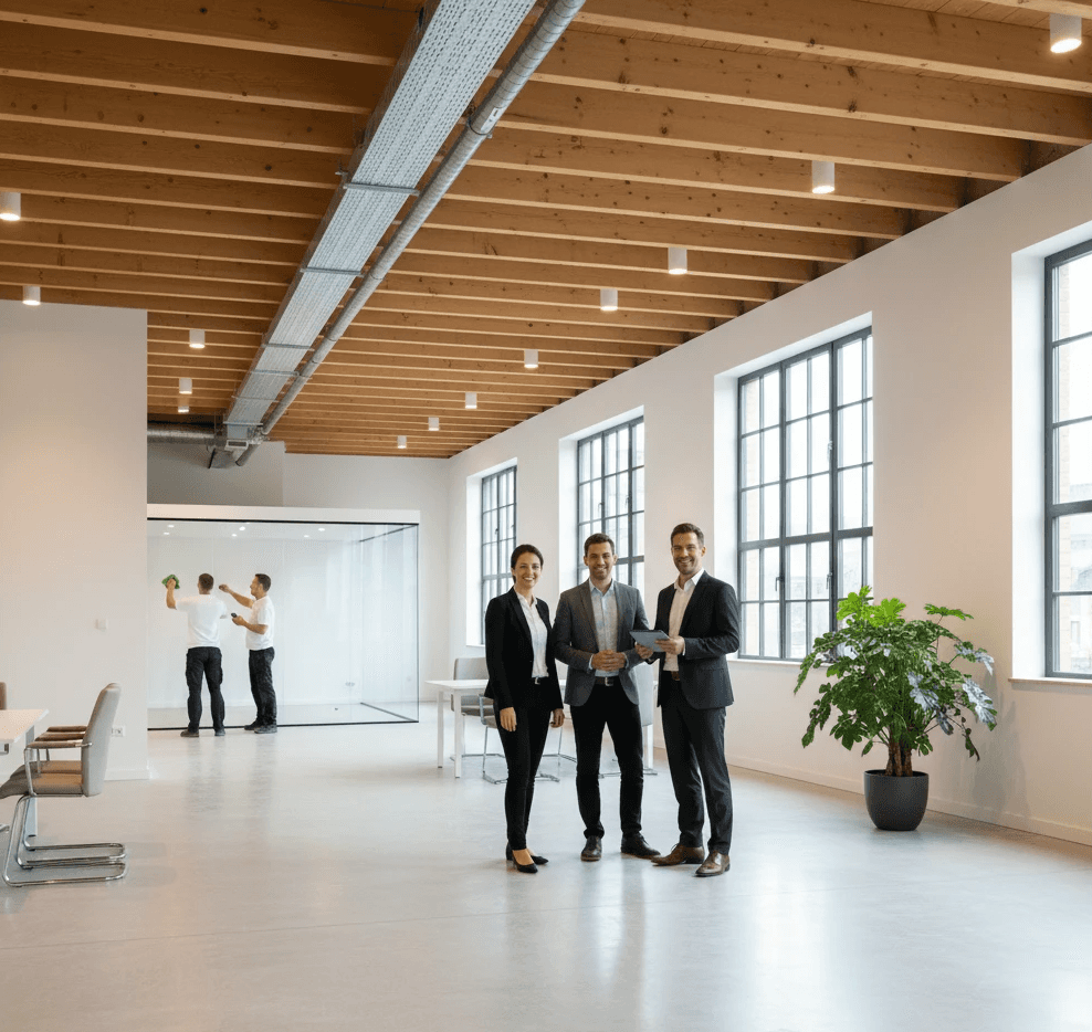 Man carrying a package outside a building
