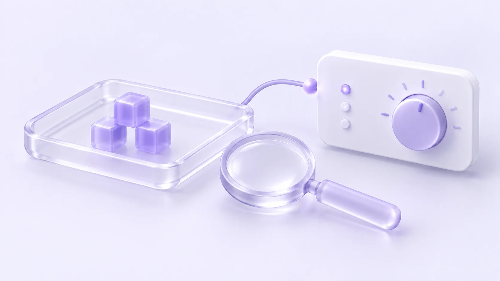 Small order quantities on a practice tray beside a magnifier and sizing dial