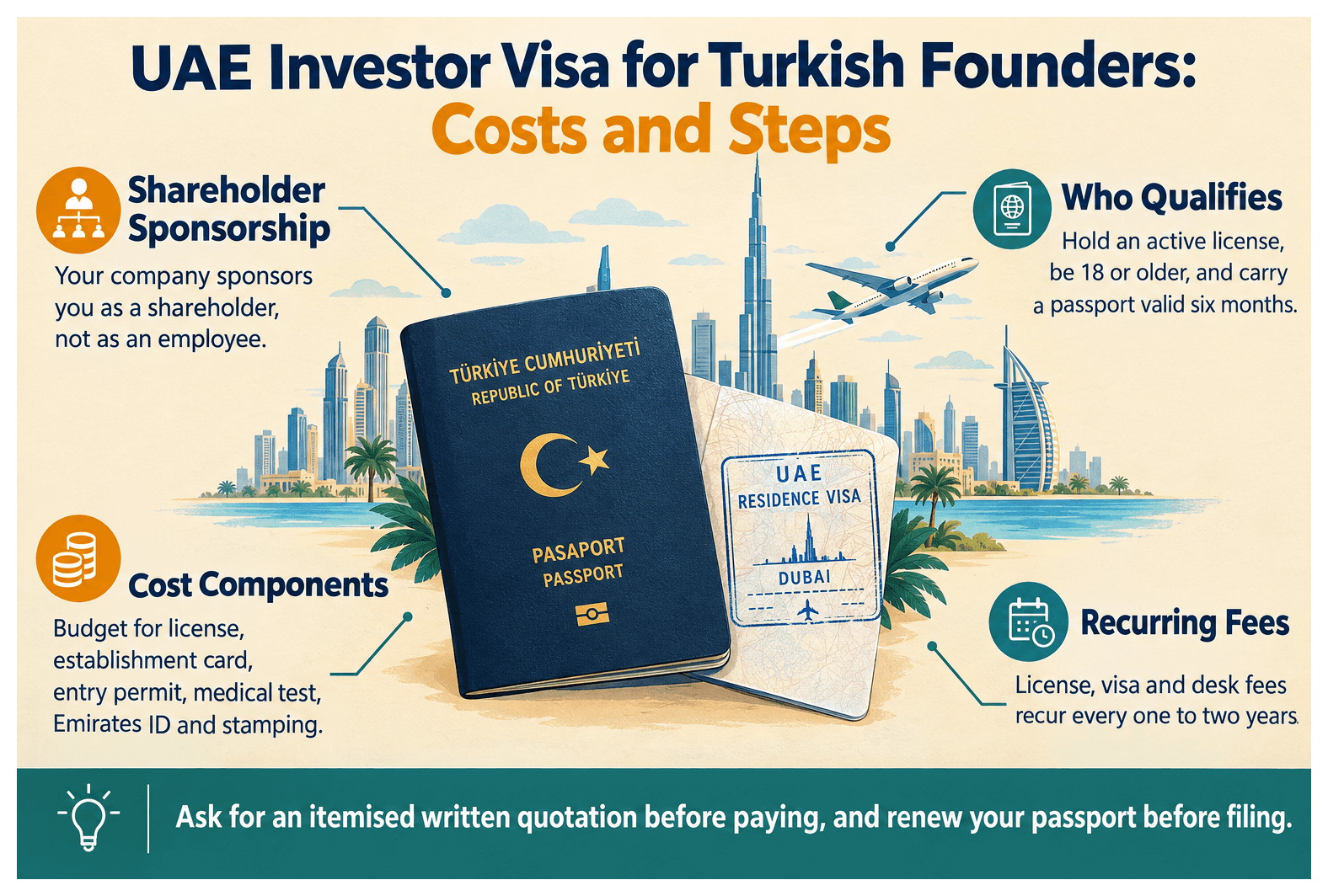 Infographic: UAE Investor Visa for Turkish Nationals: Cost and Steps