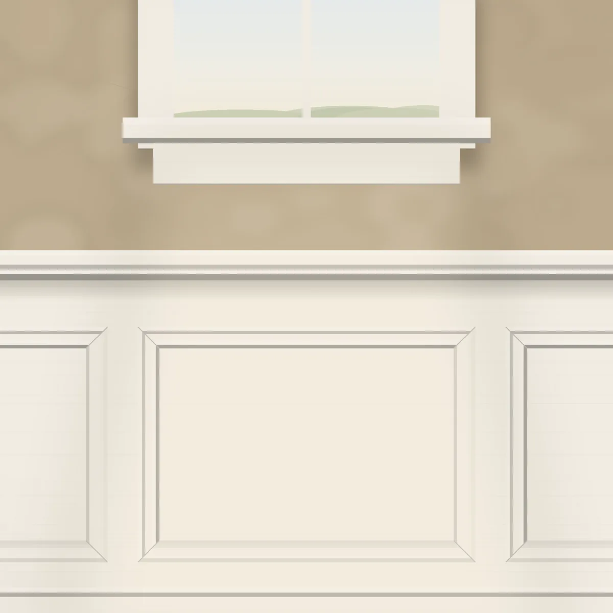 Panels centered under a window