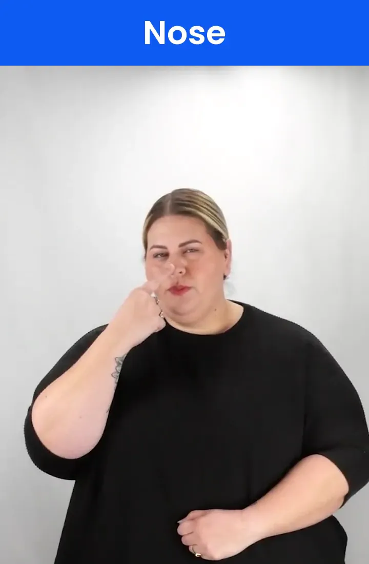 A Deaf signer signs NOSE in ASL
