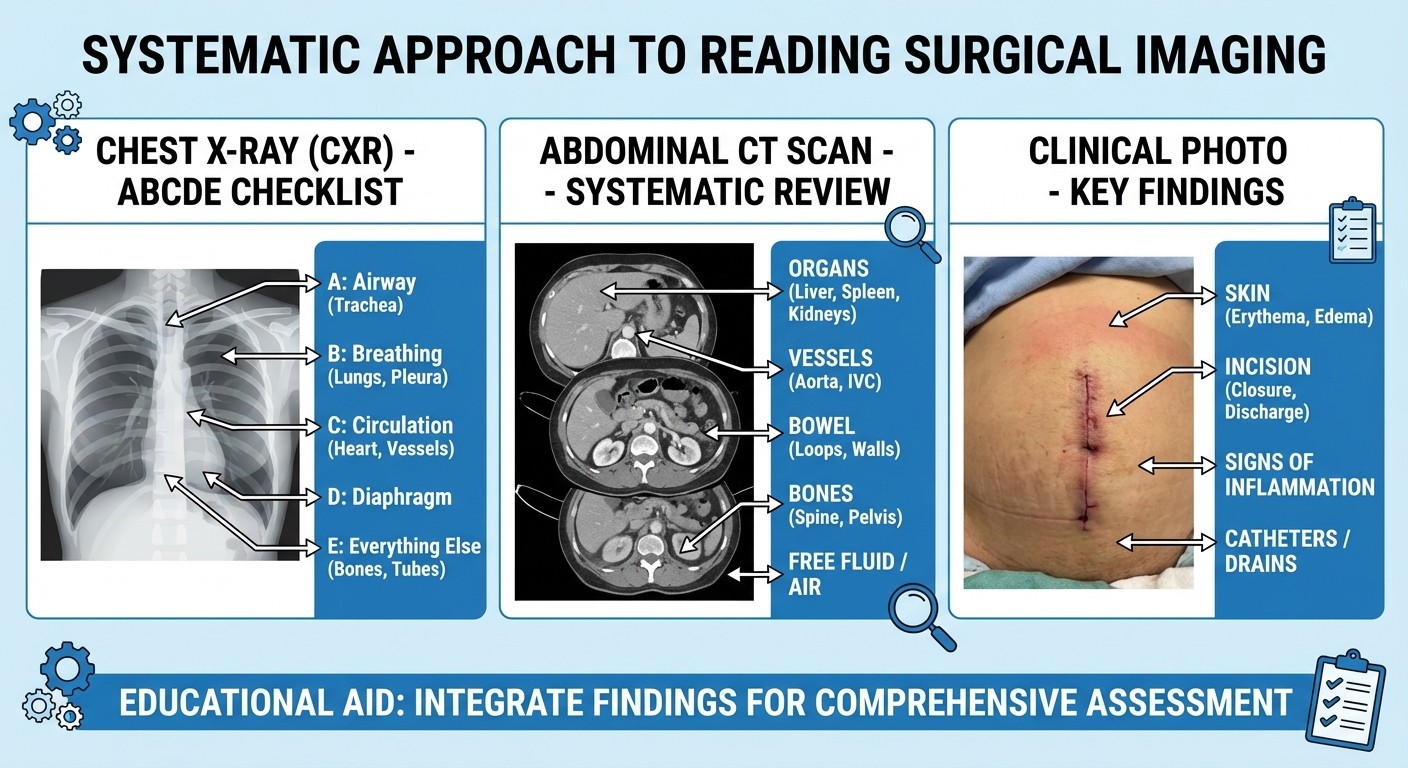 Systematic approach to interpreting surgical images and radiology for NEET PG