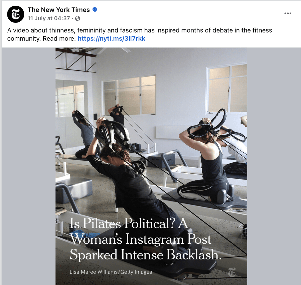 The New York Times article - is pilates political? A woman instagram post sparked intense backlash