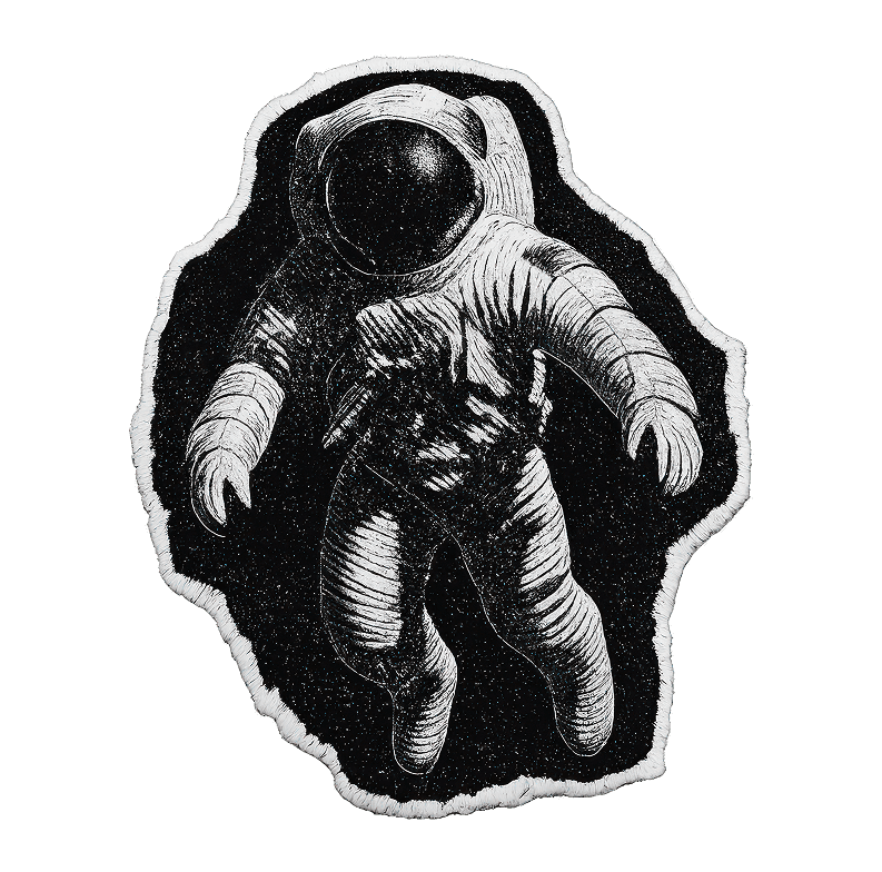 Retro illustration of an astronaut floating in space