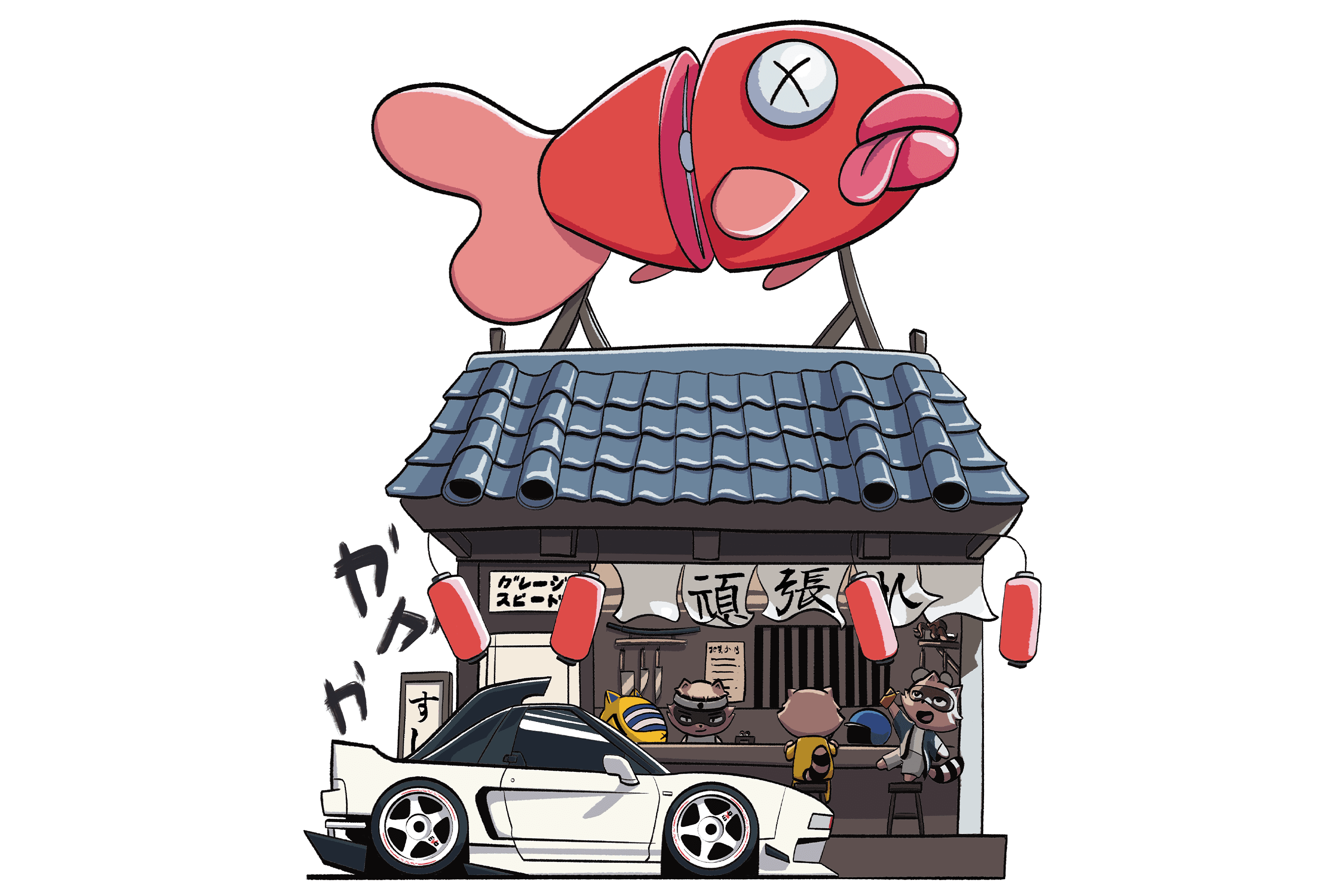 Close-up of a yellow tennis ball sitting on a green court, positioned near the white center line.