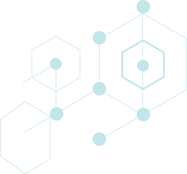 Graphic of hexagonal shapes and connecting lines