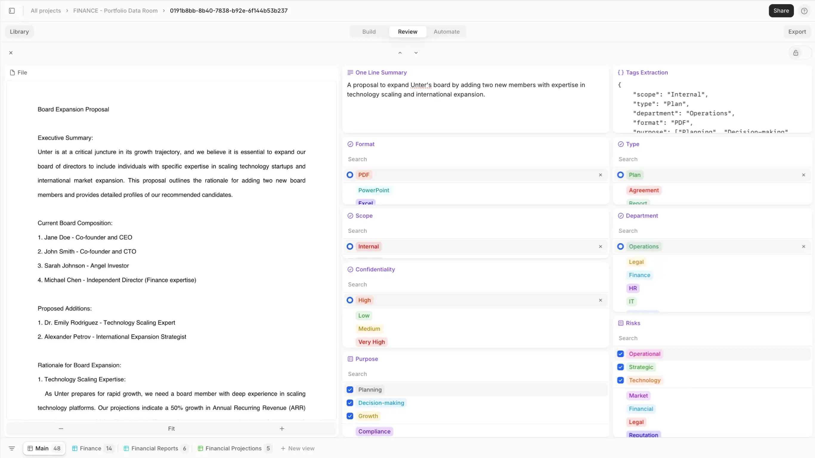 Financal portfolio review in V7 Go