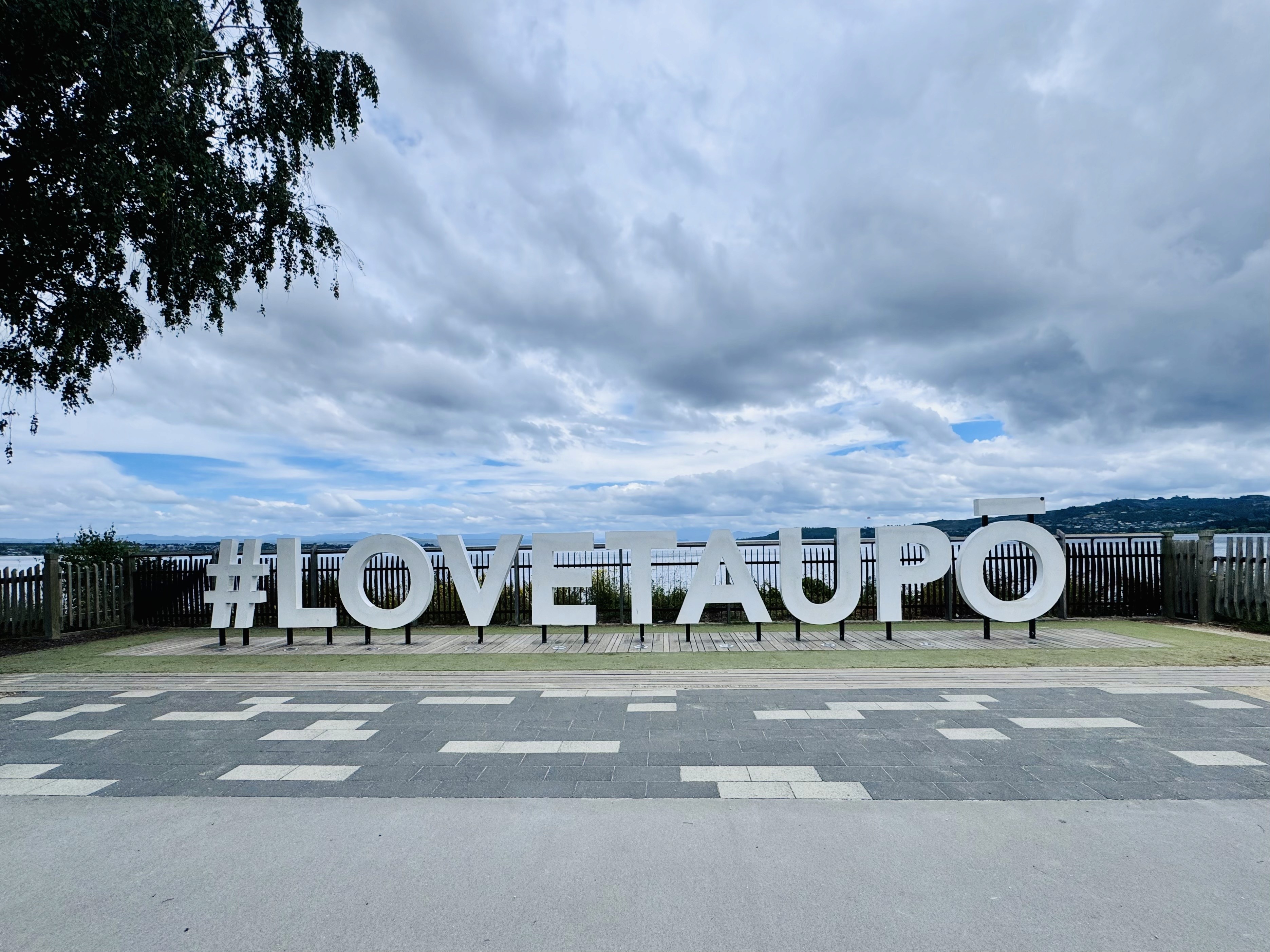 #LoveTaupo plaque by the lake