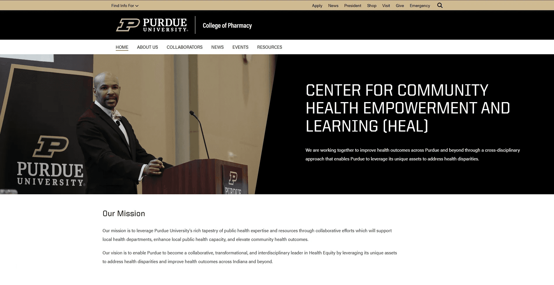 A screenshot of the homepage for HEAL's website.