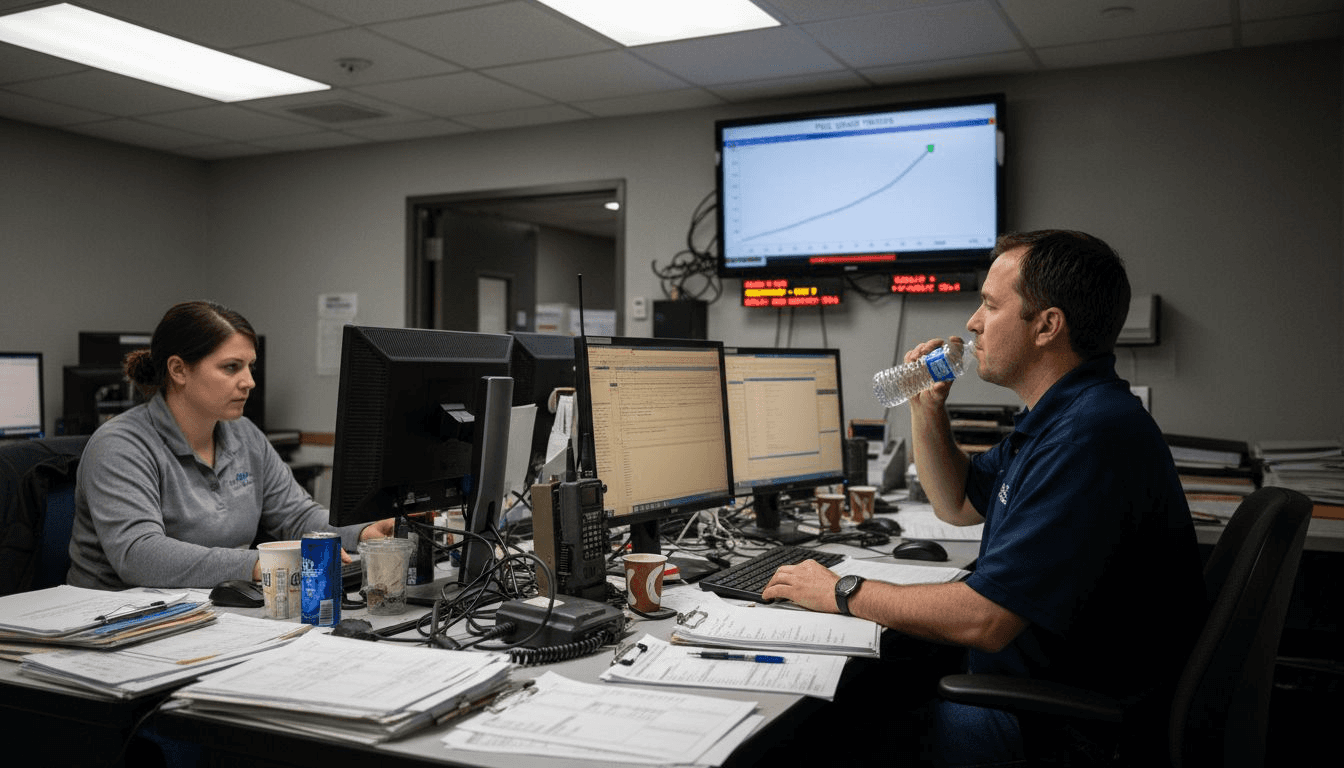 Dispatch coordinators monitor real-time fleet data
