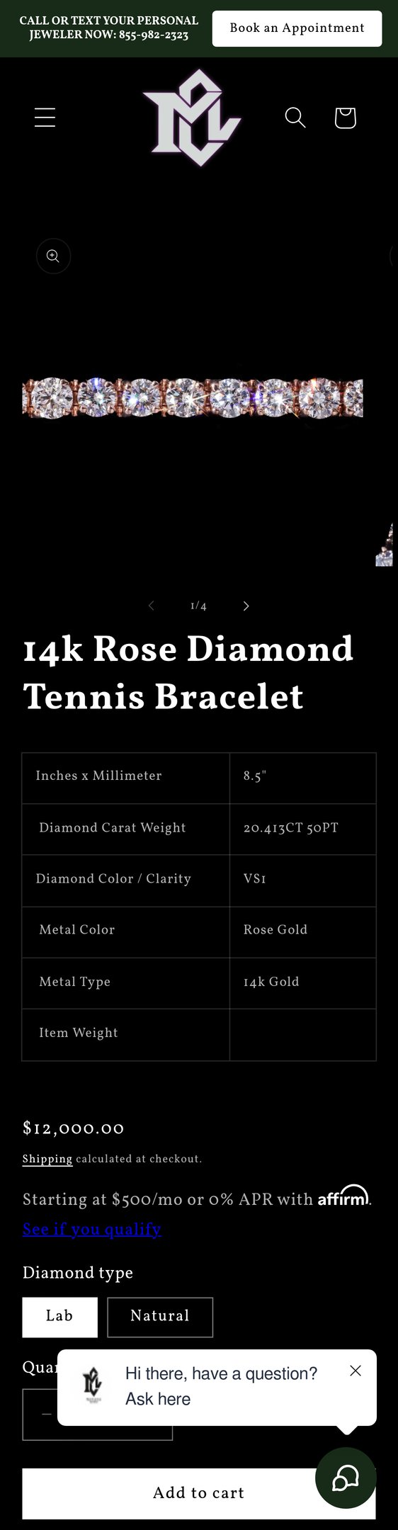 Jewelry product options include: bracelet for 14k Rose Diamond Tennis Bracelet from Miami Cuban Link.