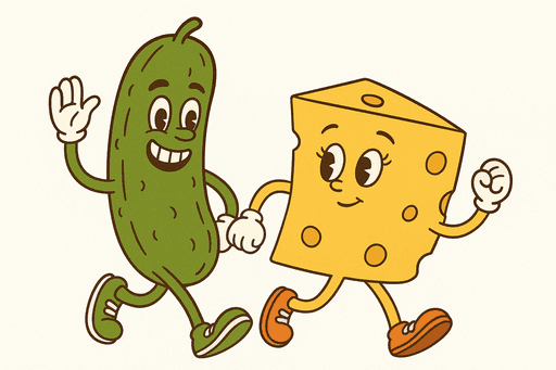 Cartoon of pickle and cheese
