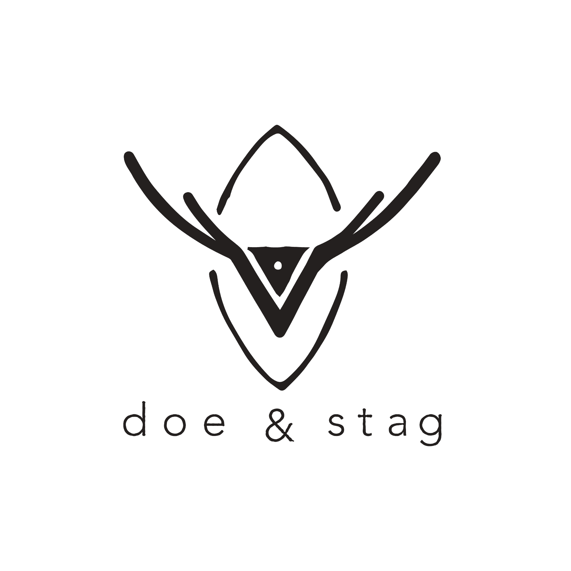 Minimalist line-art deer head logo.