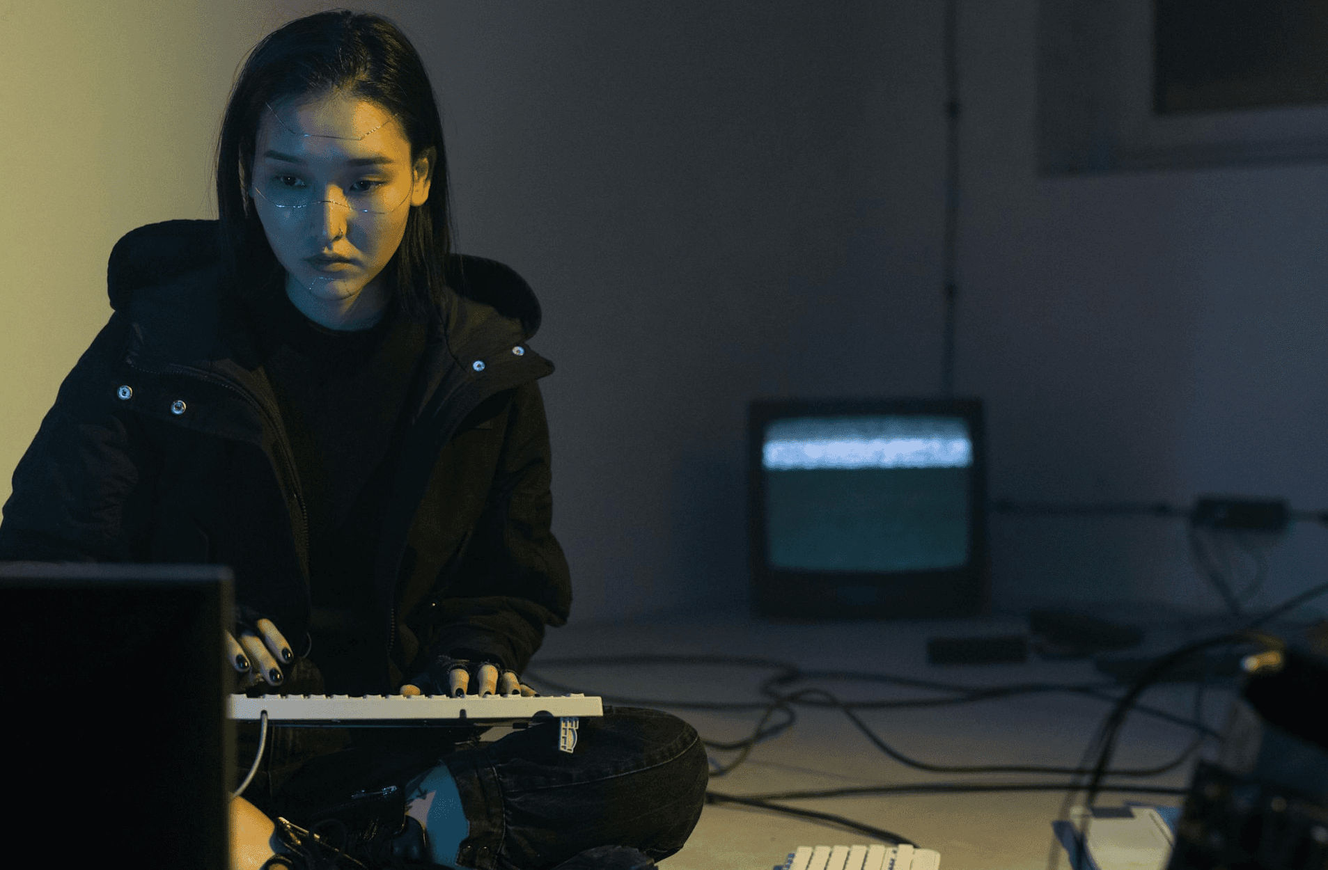 girl making music