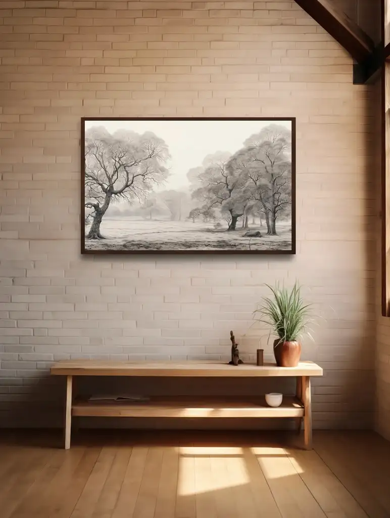 Folk Fable AI product mockup in living room
