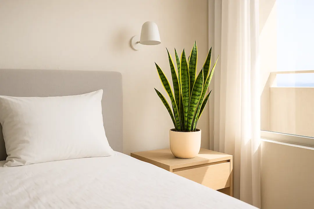 Bogenhanf auf Nachttisch Fensterseite