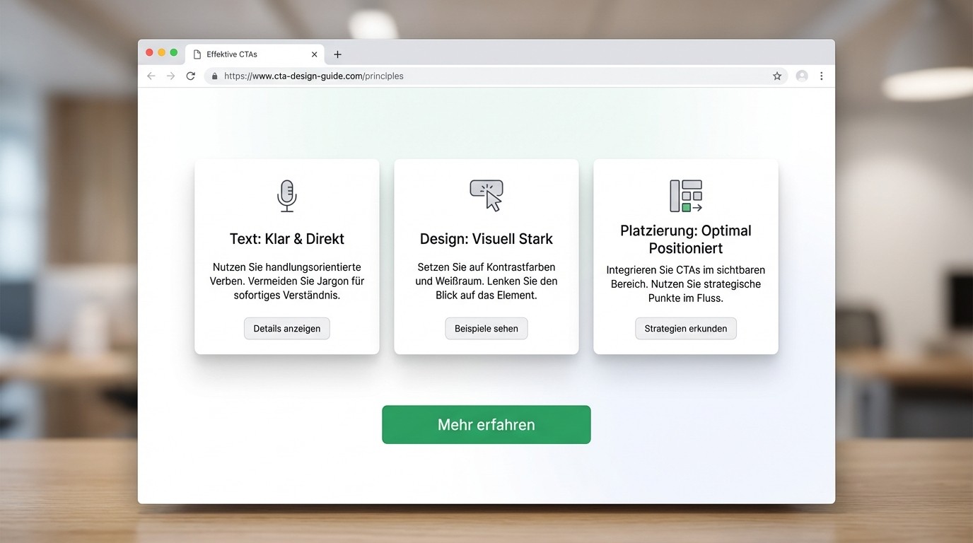 Drei Säulen eines wirksamen Call to Action: Text, Design und Platzierung als Feature Cards