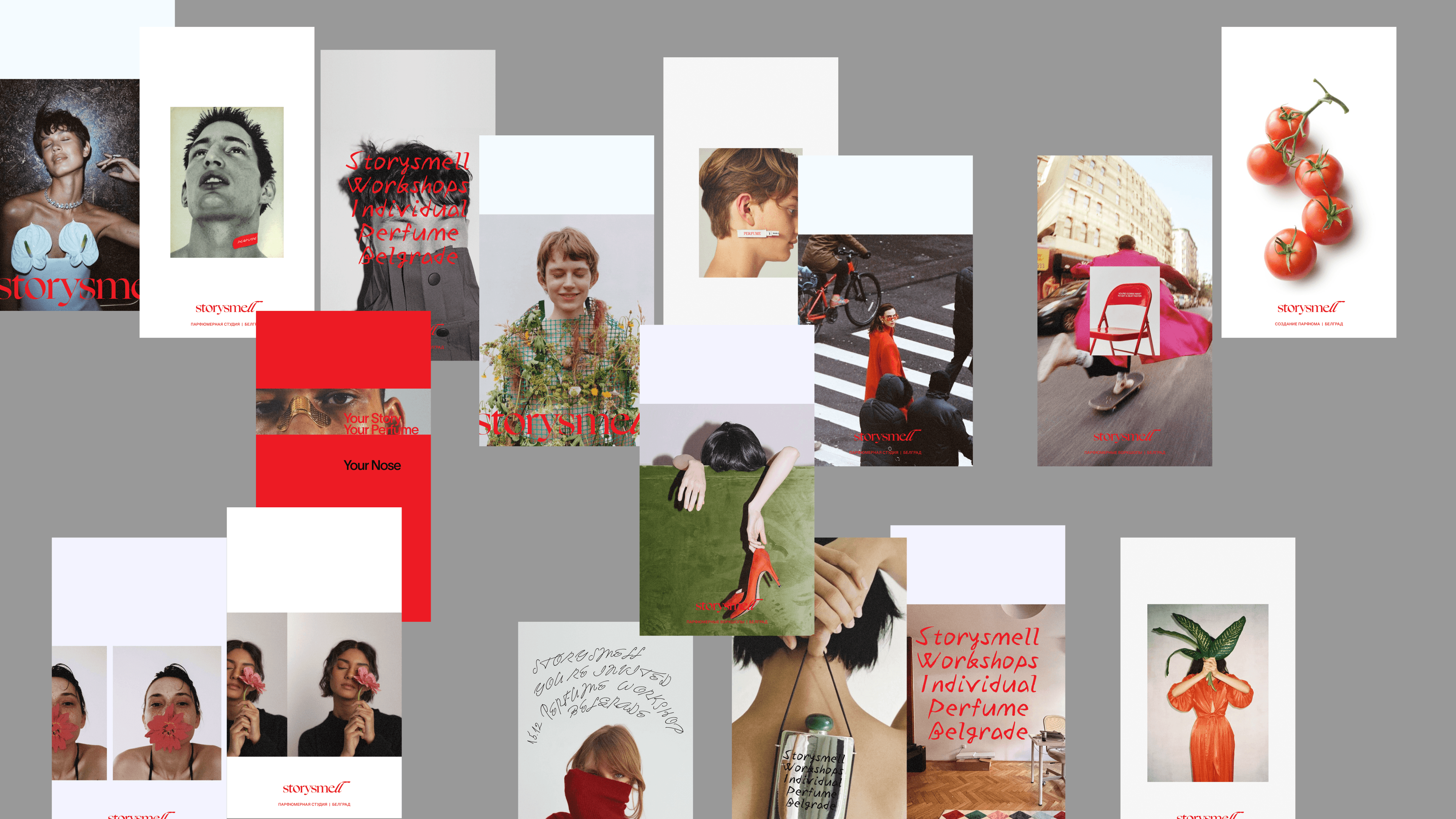 Examples of made banners for placement in instagram of Storysmell perfume studio