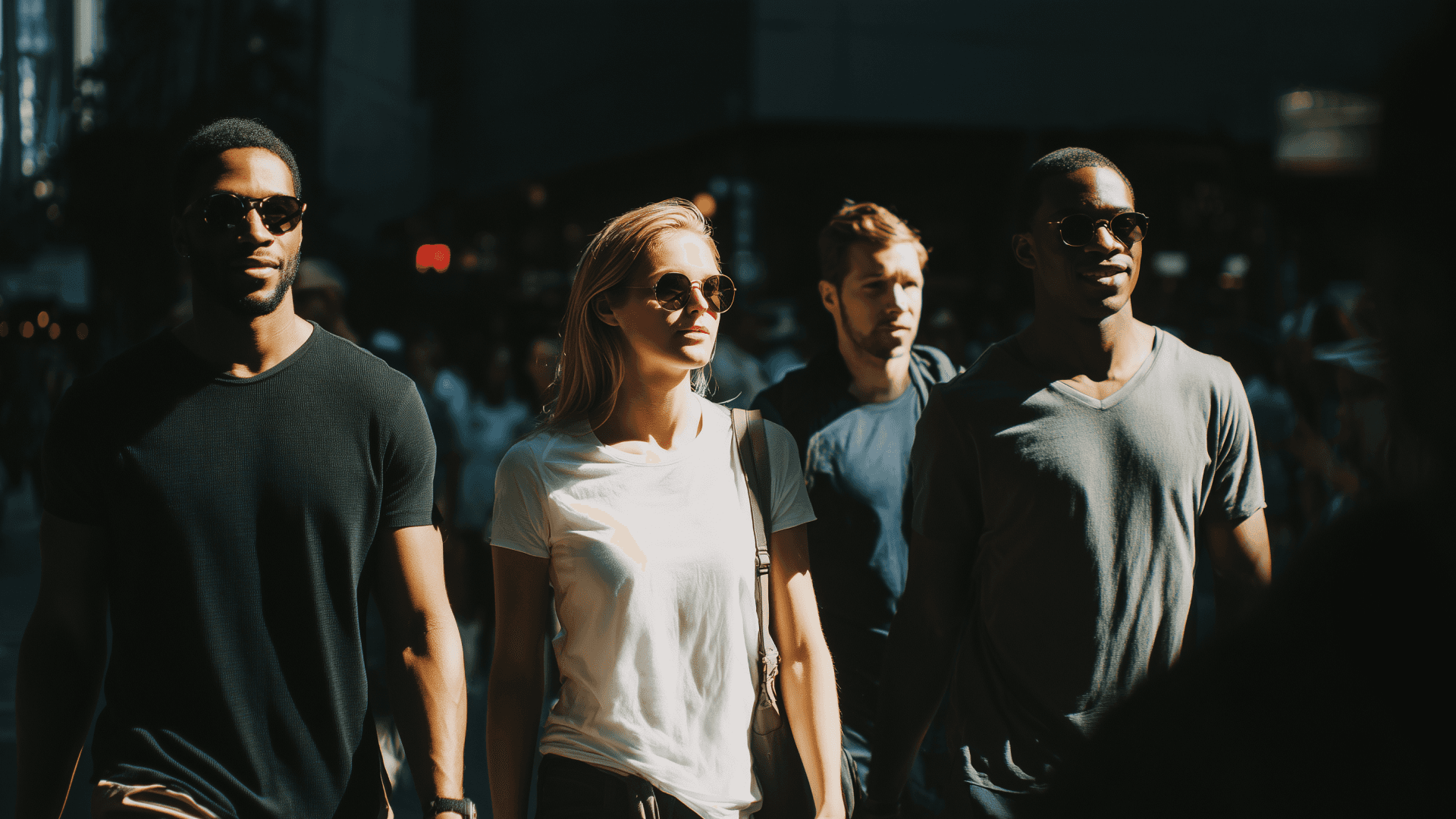 people standing off a clif looking over a city at sundown