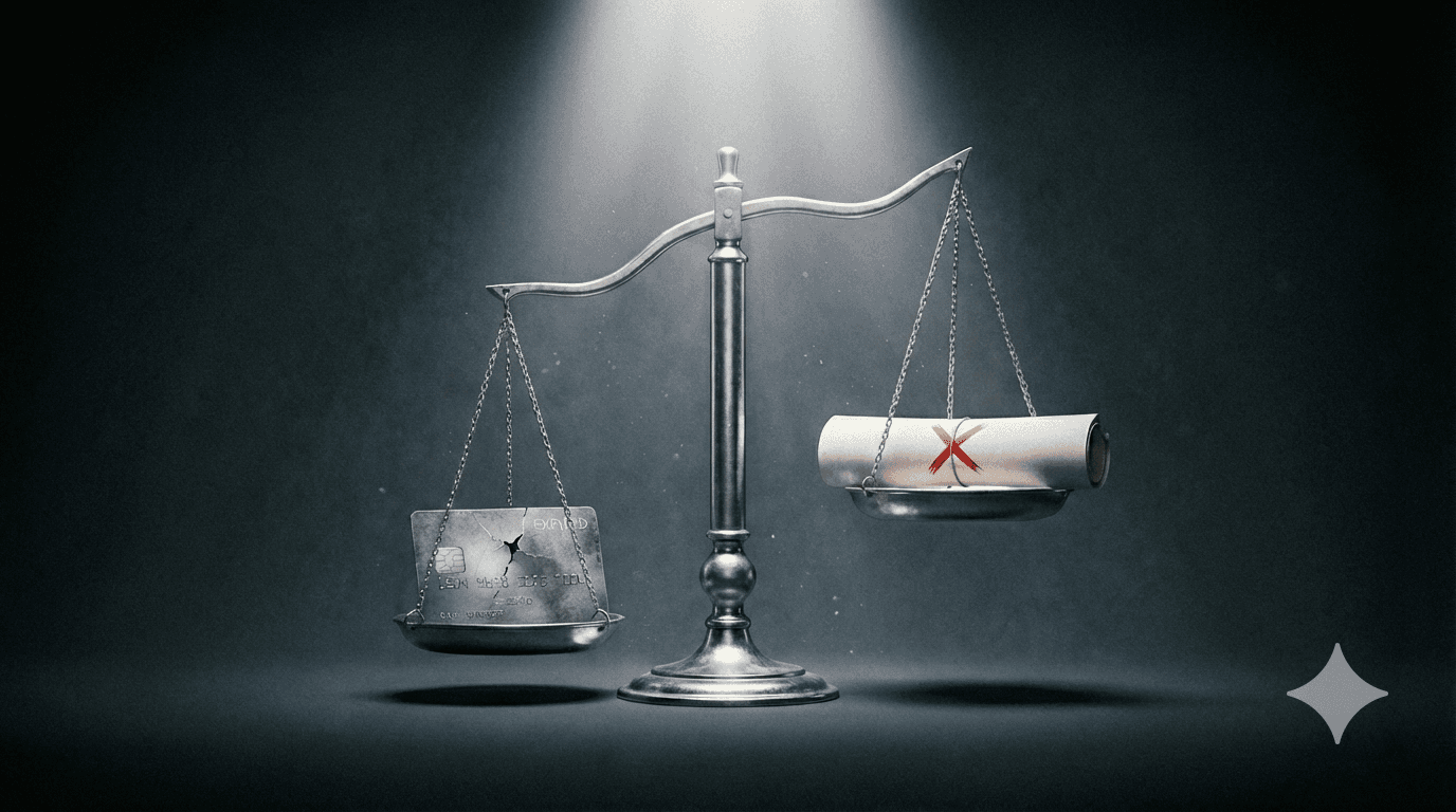 EIne Waage mit einer defekten Kredikarte