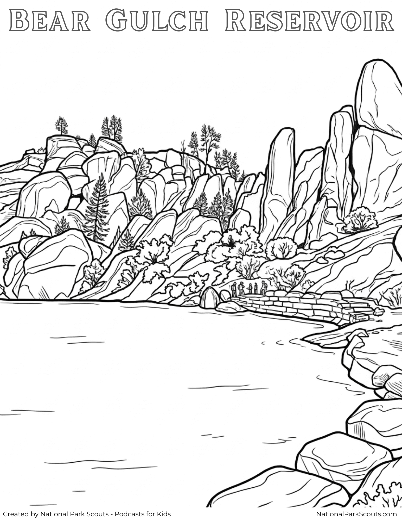 Pinnacles National Park: Bear Gulch Reservoir Coloring Page
