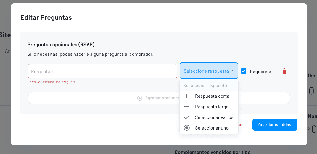 estadísticas completas y solicitud de campos adicionales a los alumnos