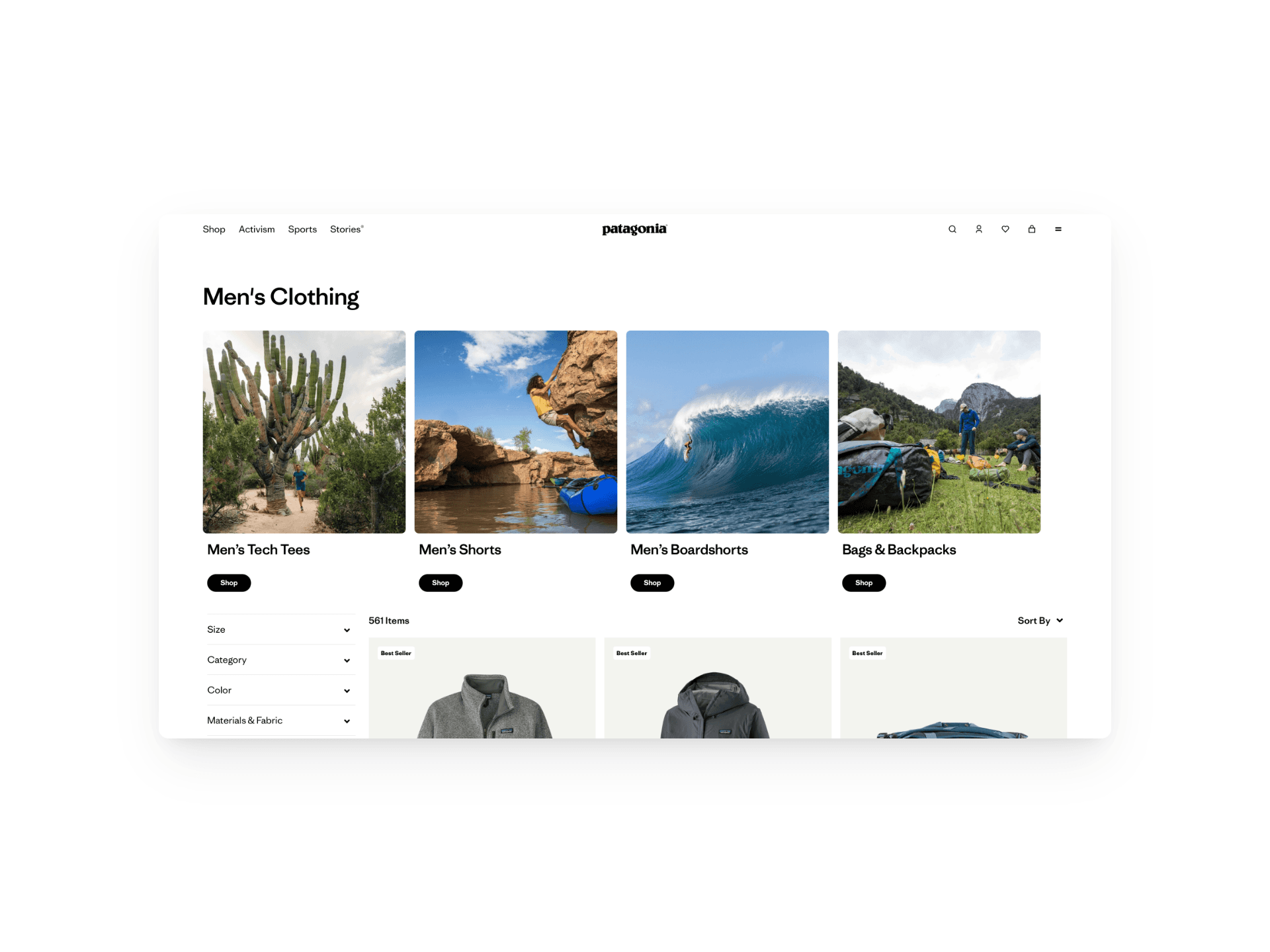 Patagonia ecommerce site