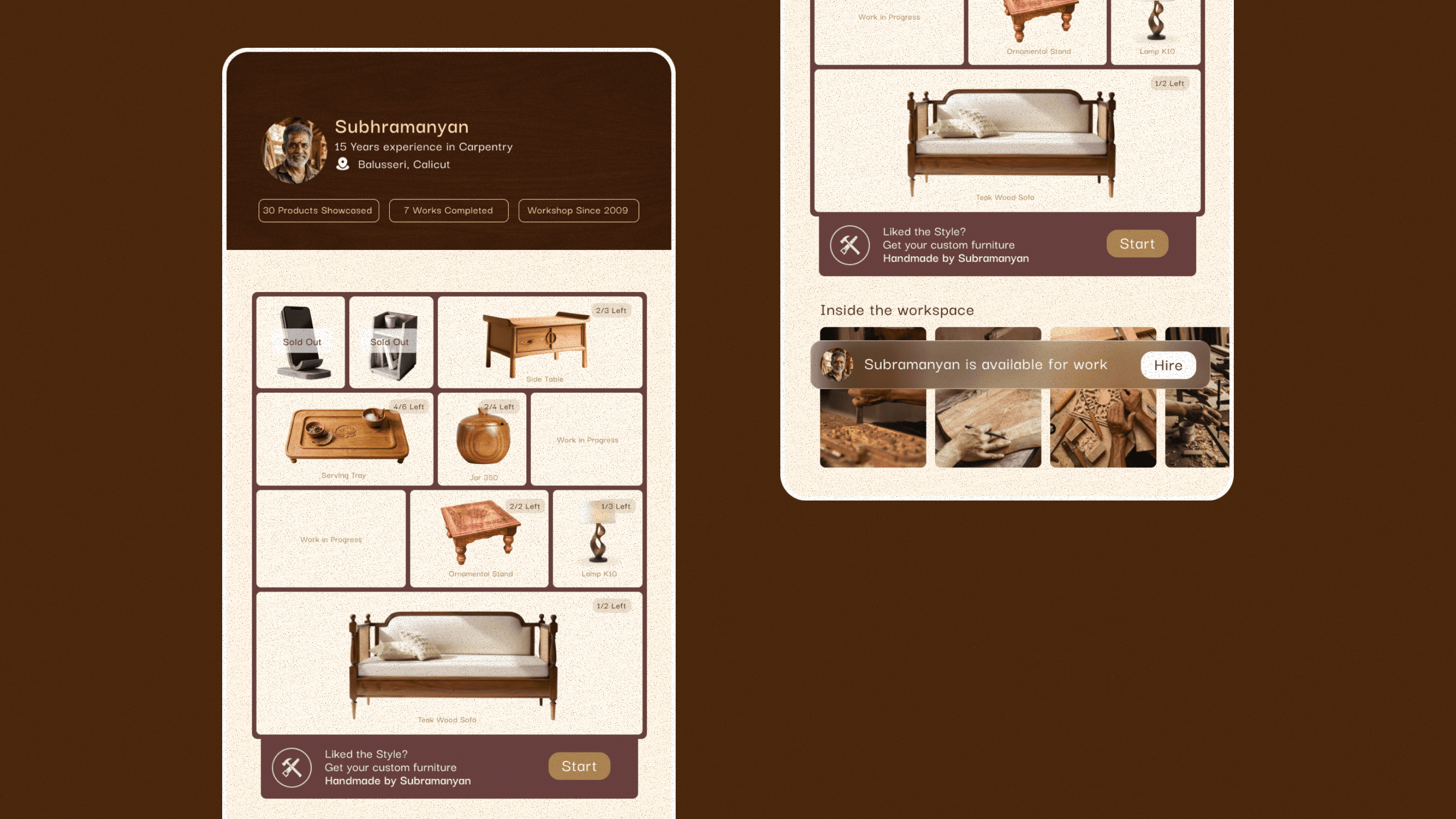 Producer listing interface