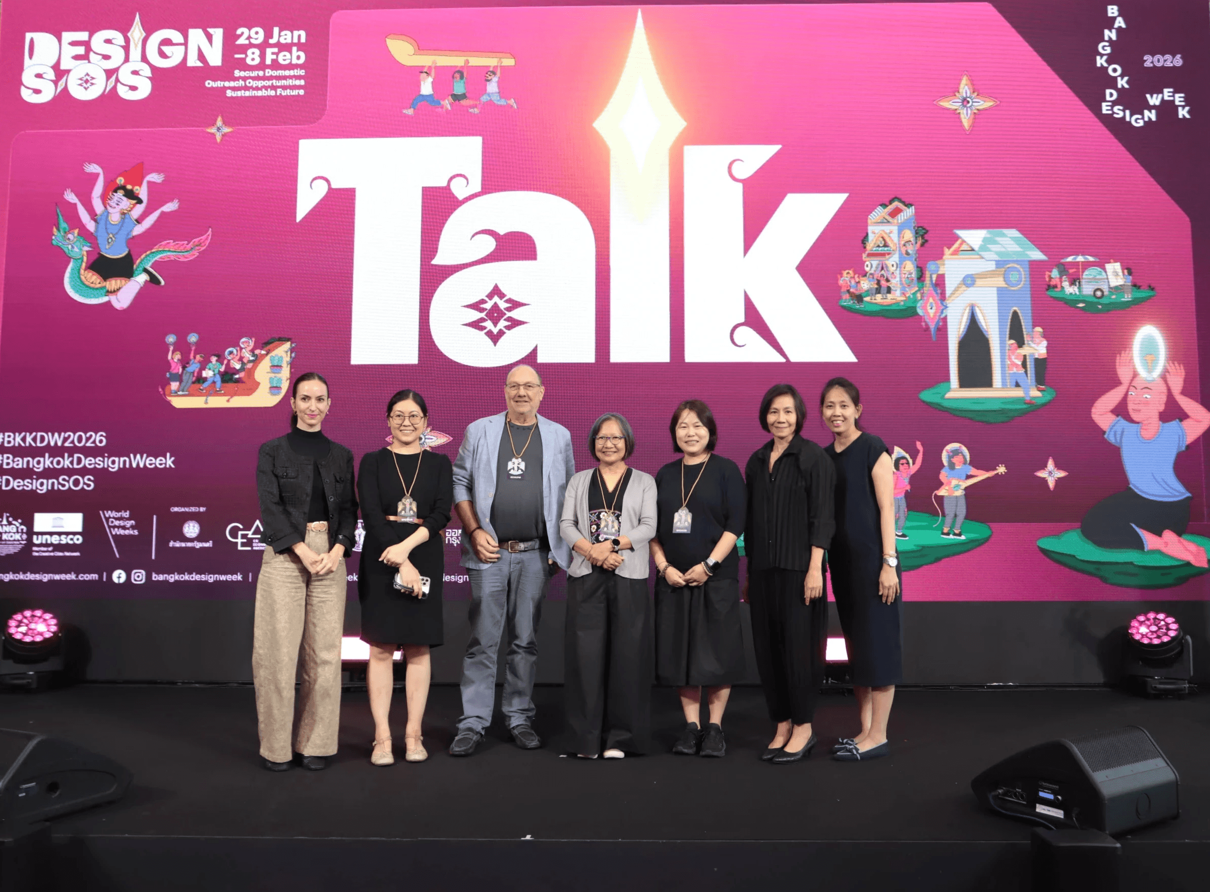 Speakers and organizers on stage at Palicon lighting design talk during Bangkok Design Week 2026