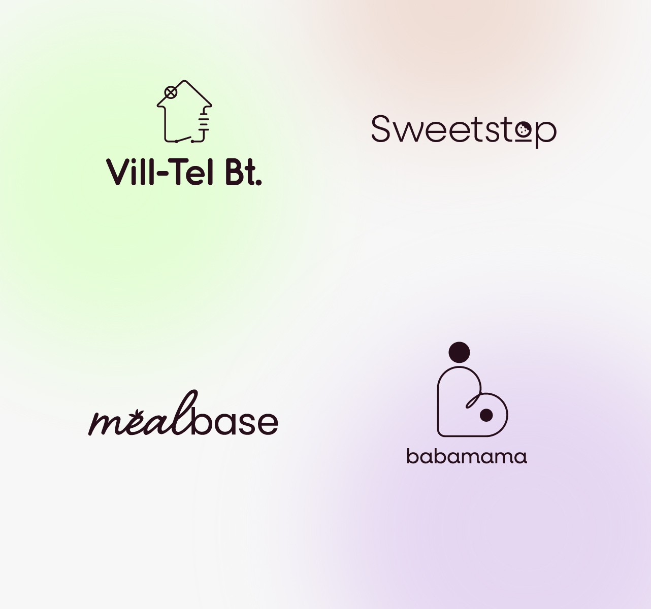 Black logos on my branded background pattern