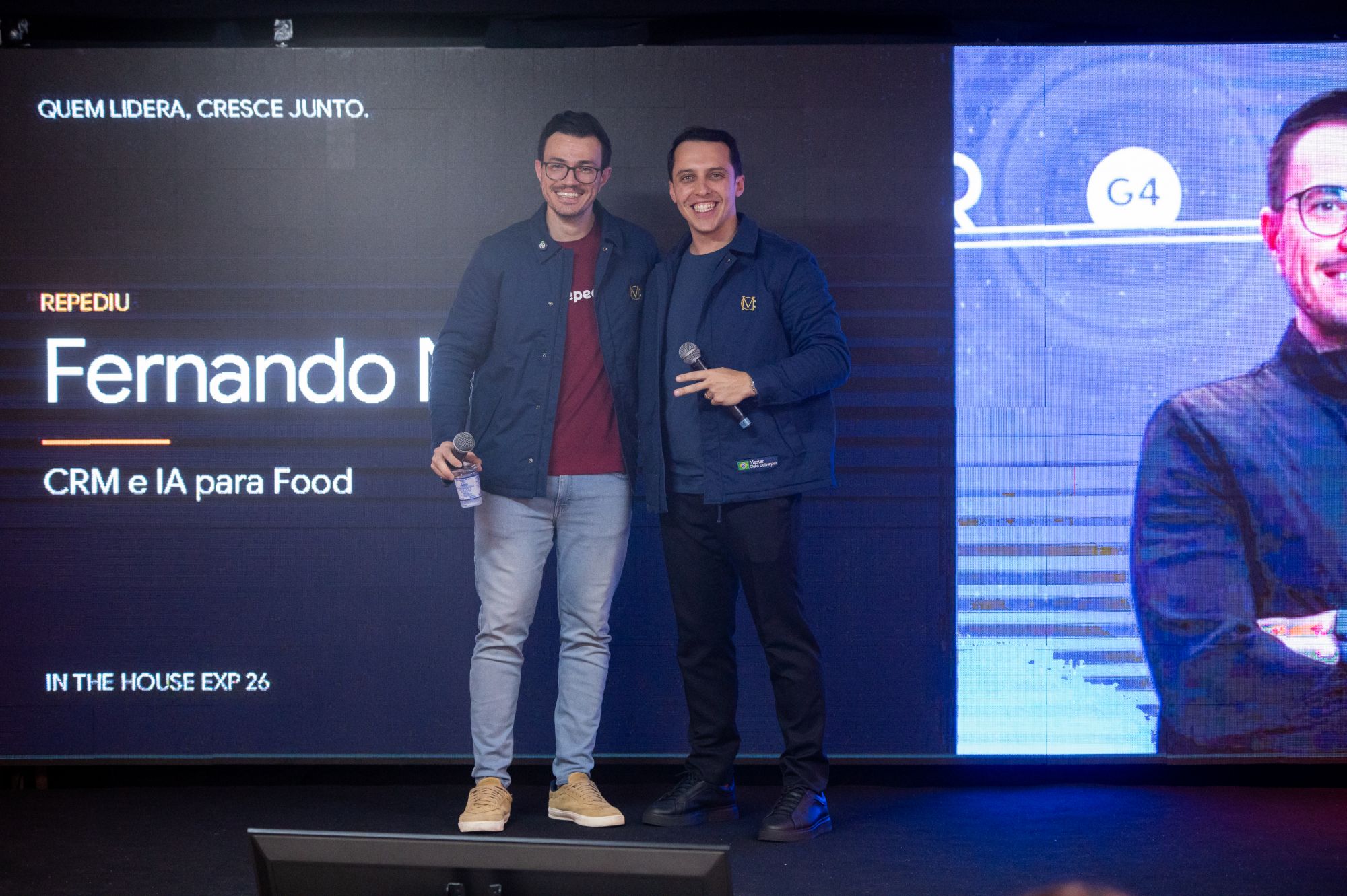 Fernando Nogarini, da Repediu, e Bruno Urel no palco da palestra CRM e IA para Food